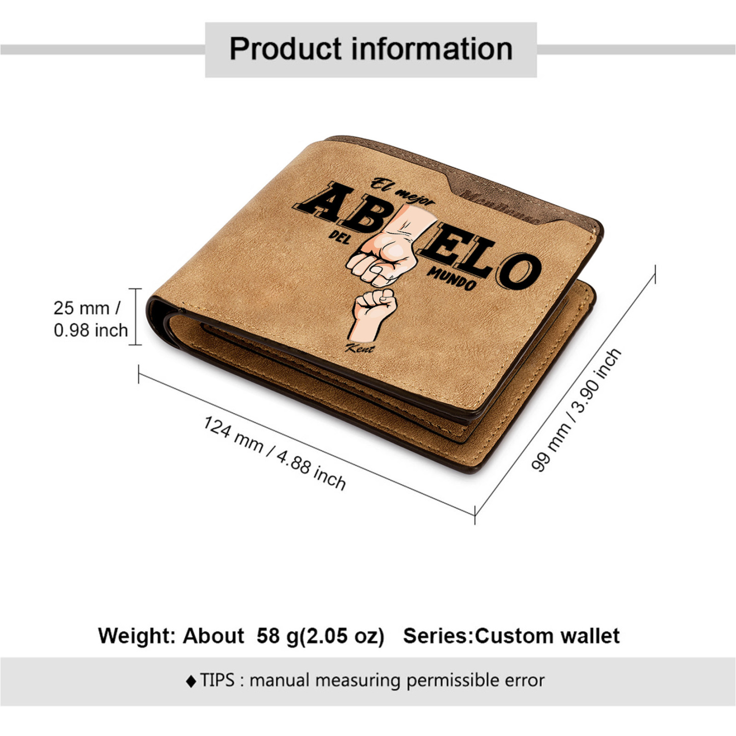 Cartera personalizada para abuelo regalo práctico y emotivo para padre y suegro | Jessemade