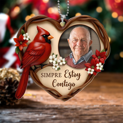 Adorno para árbol de Navidad personalizado con foto conmemorativa de cardenal