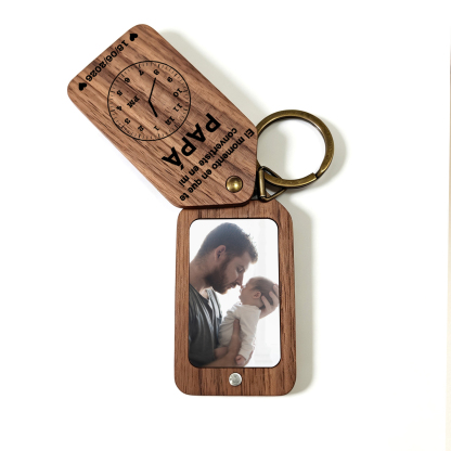 Llavero de madera personalizado con foto para papá/abuelo
