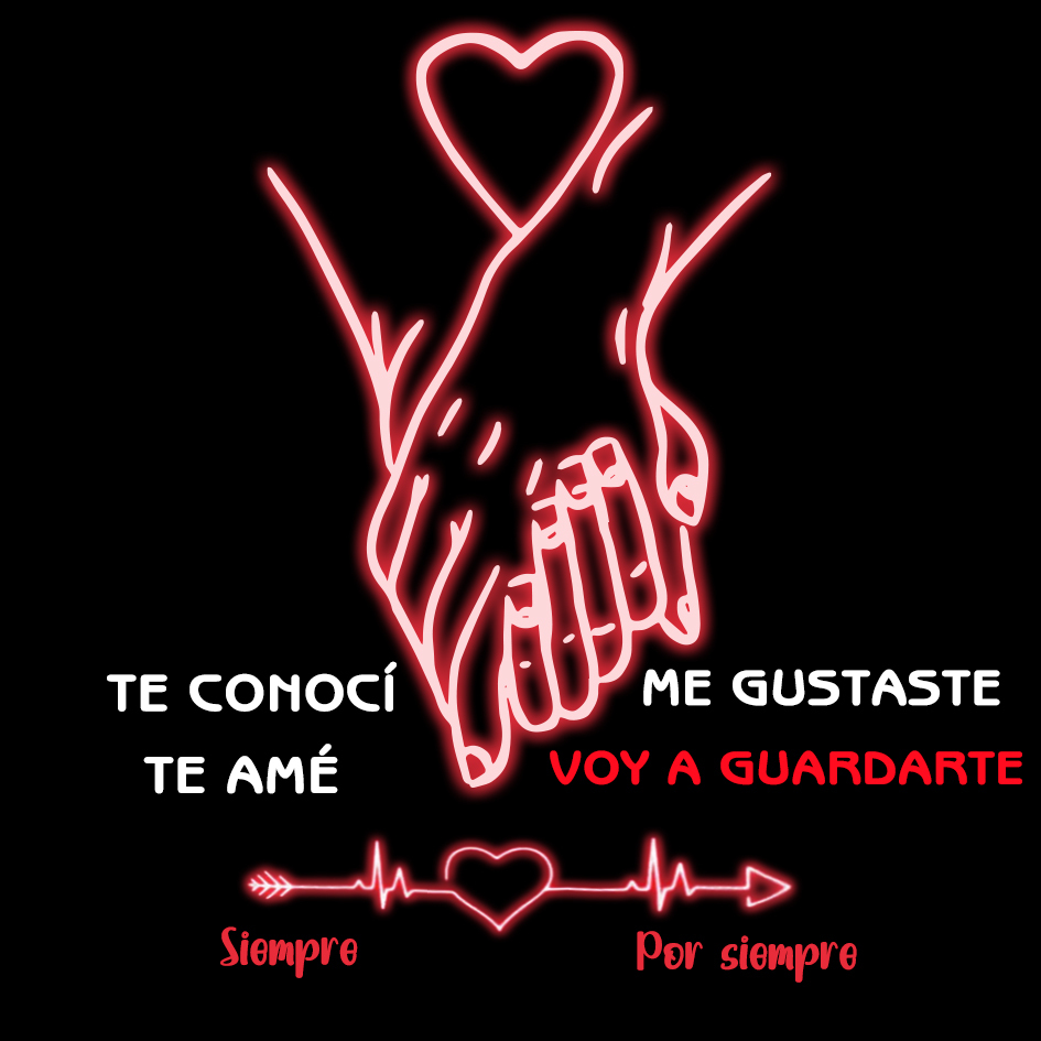 tarjeta romántica - siluetas y neón sobre negro