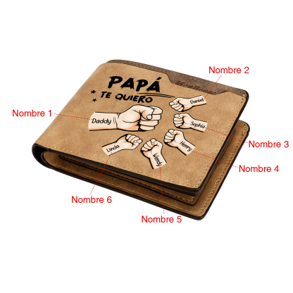 Cartera cuero PU para Papá - puños con 2-7 nombres