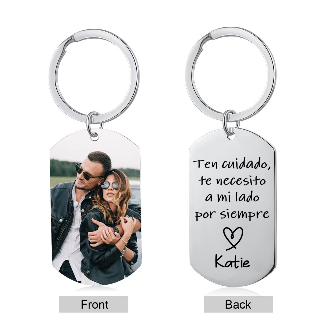 Pareja-Kit de regalo cartera, llavero, tarjeta y bolígrafo con caja foto, nombre, letra y texto personalizados | Jessemade