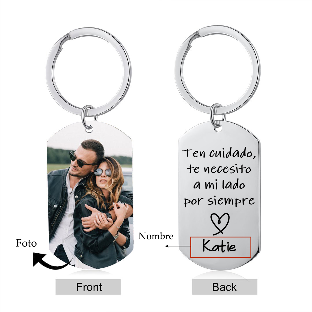 Pareja-Kit de regalo cartera, llavero, tarjeta y bolígrafo con caja foto, nombre, letra y texto personalizados | Jessemade