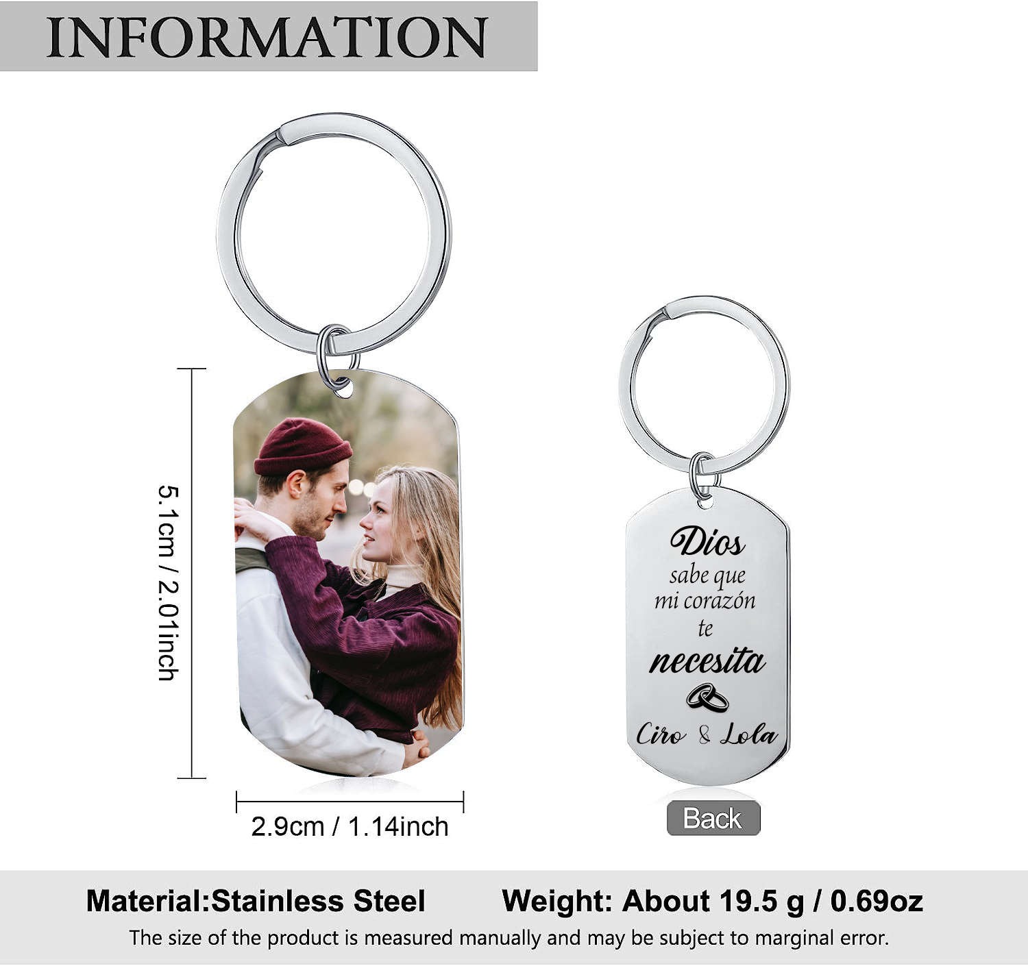 Kit de regalo llavero y cartera con caja llavero de texto y foto, nombre, letra y foto personalizados en cartera | Jessemade