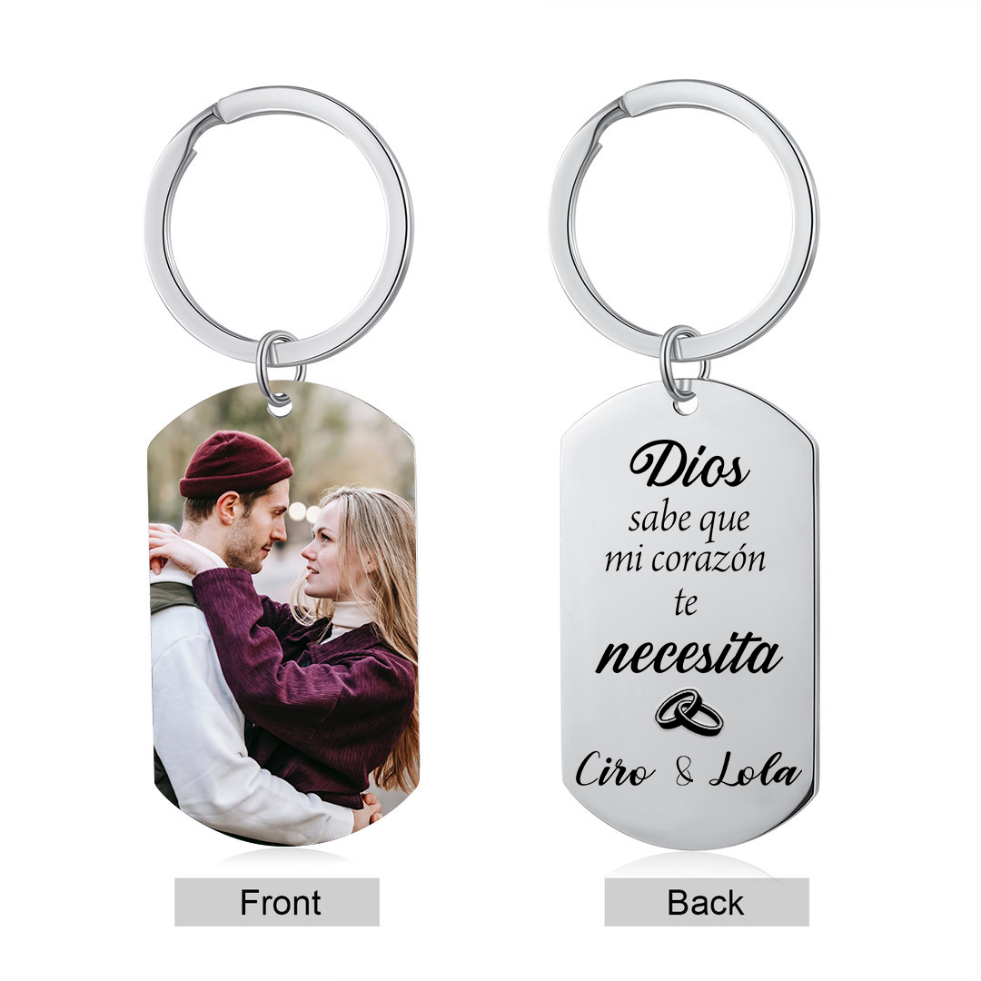 Kit de regalo llavero y cartera con caja llavero de texto y foto, nombre, letra y foto personalizados en cartera | Jessemade