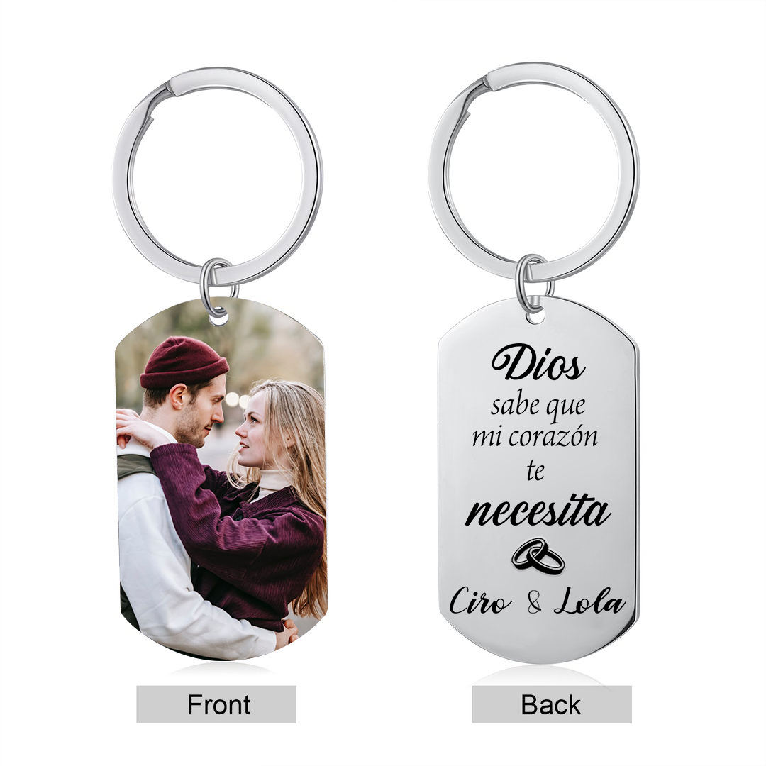 Kit de regalo llavero y cartera con caja llavero de texto y foto, nombre, letra y foto personalizados en cartera | Jessemade