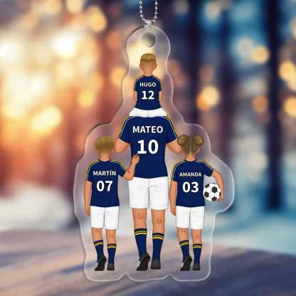 Llavero de acrílico fútbol papá y niños 1-8 nombres y ropas personalizados | Jessemade