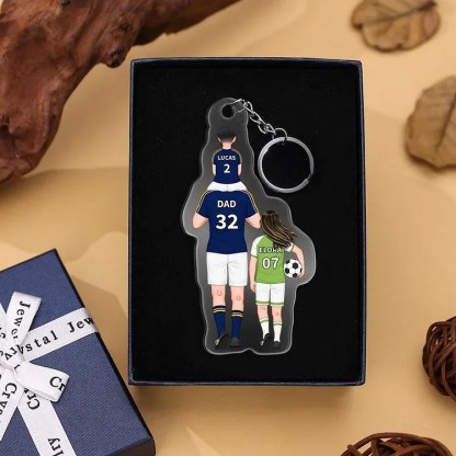 Llavero de acrílico fútbol papá y niños 1-8 nombres y ropas personalizados | Jessemade