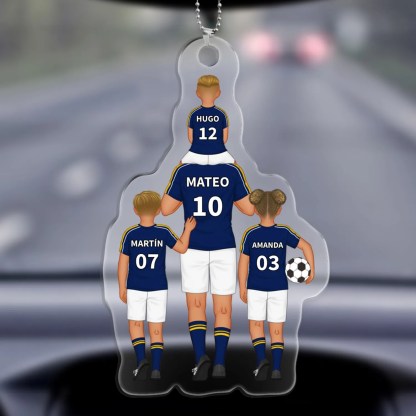 Llavero de acrílico fútbol papá y niños 1-8 nombres y ropas personalizados | Jessemade