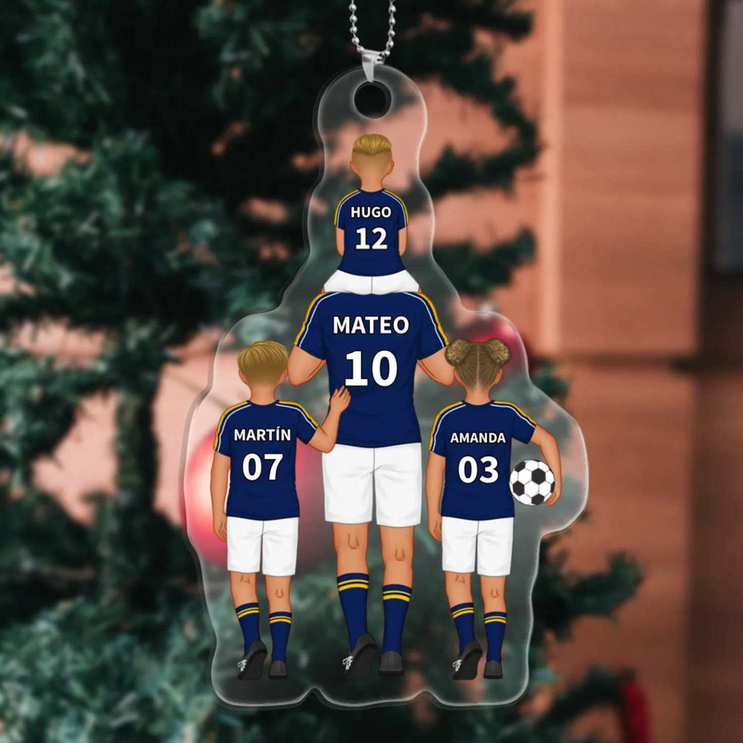 Llavero de acrílico fútbol papá y niños 1-8 nombres y ropas personalizados | Jessemade