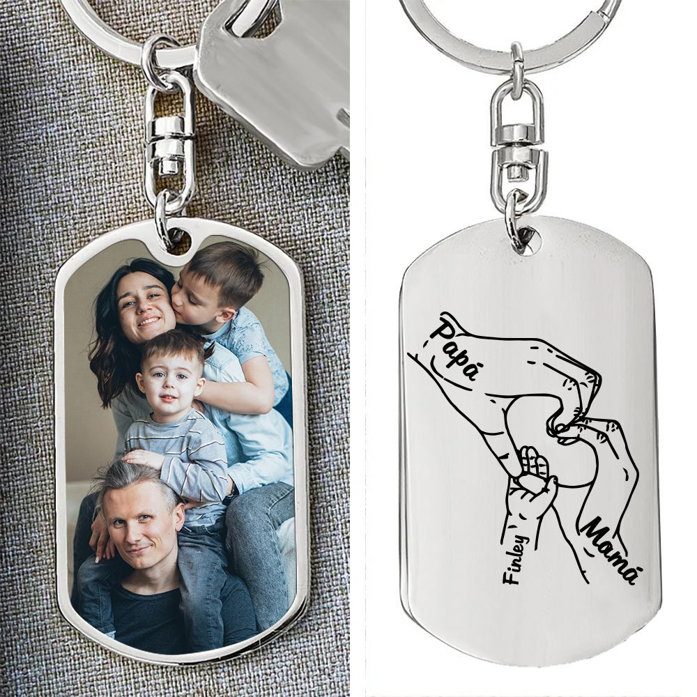 A mi papá/mamá-Llavero 3-7 Nombres Personalizados Manos Cogidas