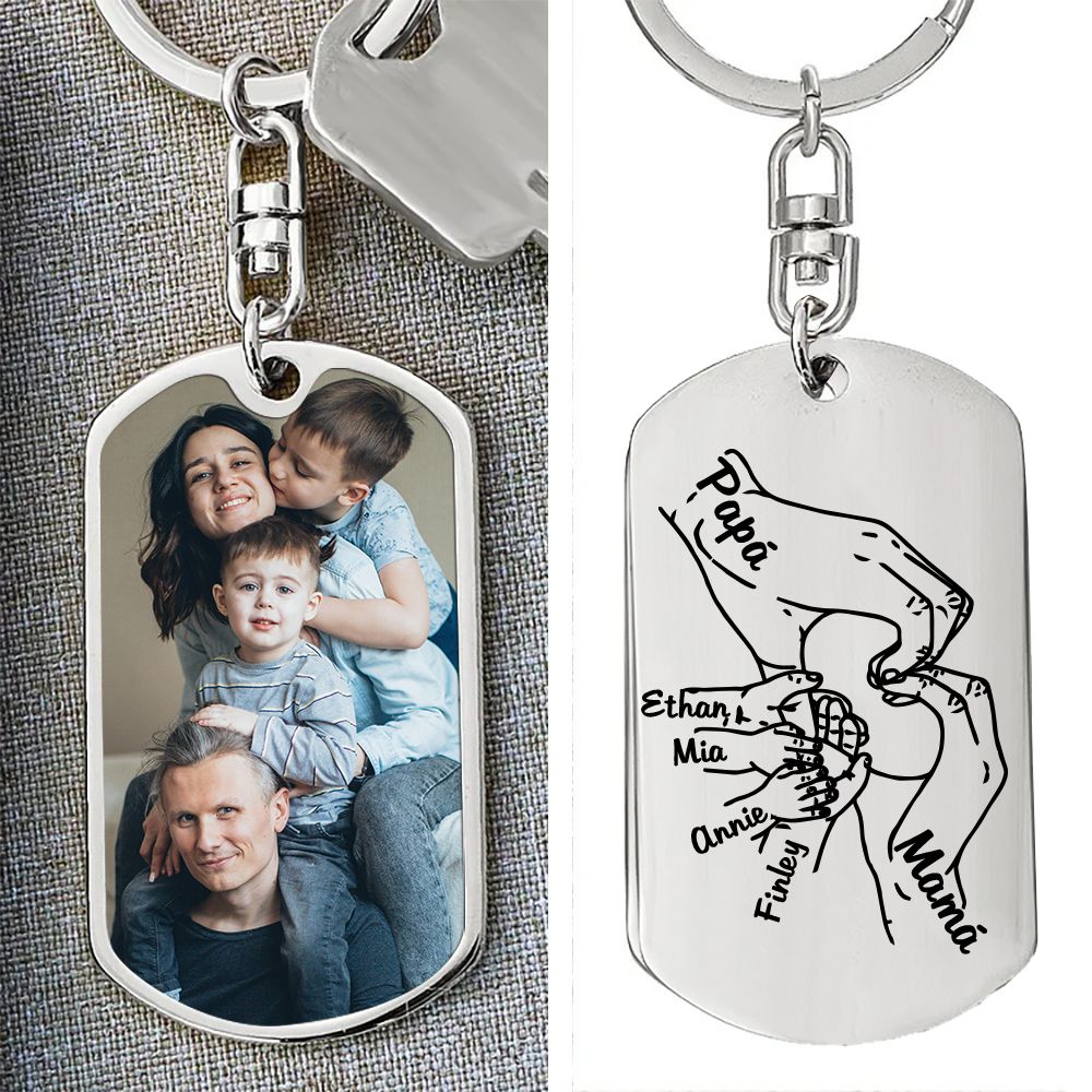 A mi papá/mamá-Llavero 3-7 Nombres Personalizados Manos Cogidas