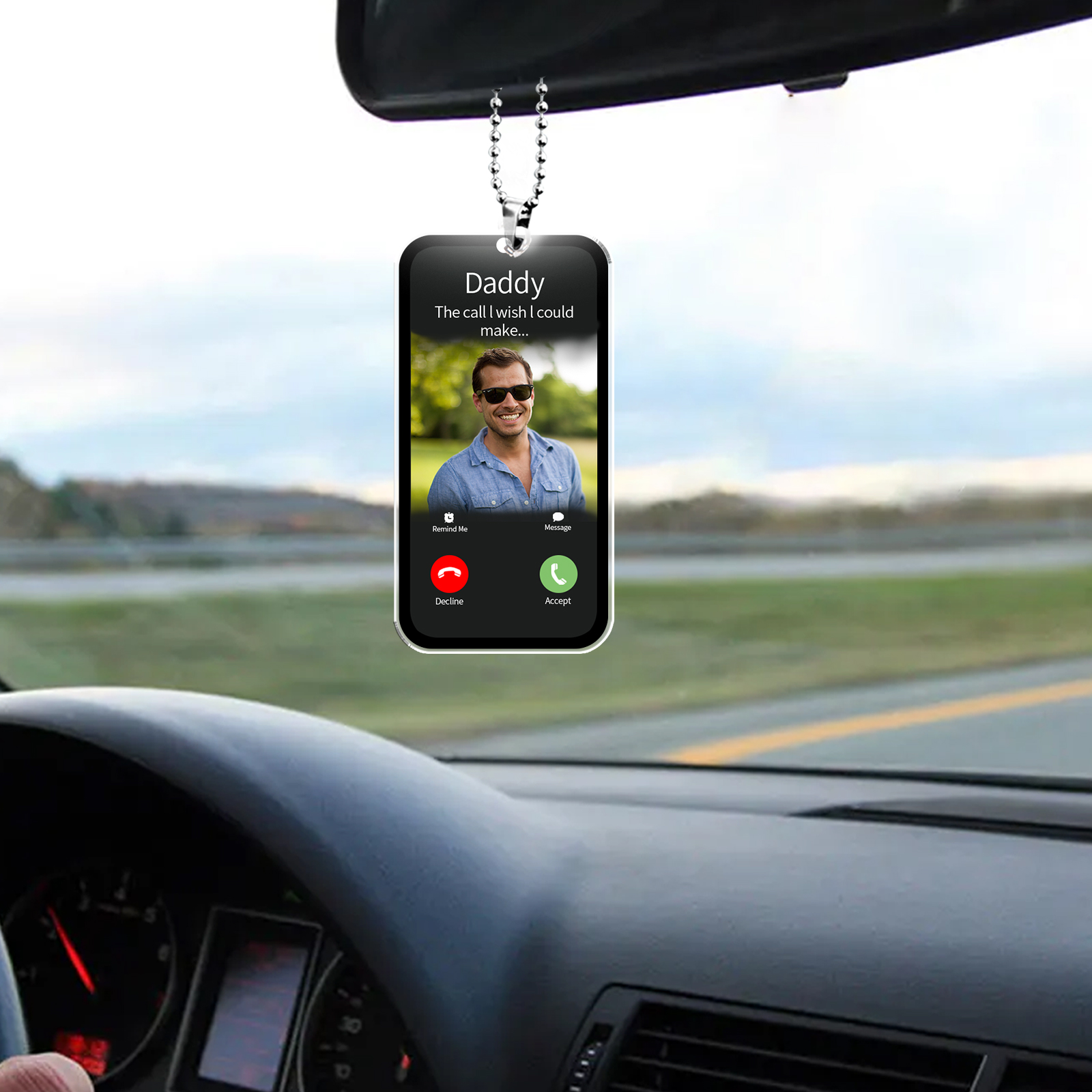 Llavero conmemorativo de llamada a un ser querido con texto, foto y nombre personalizados | Jessemade