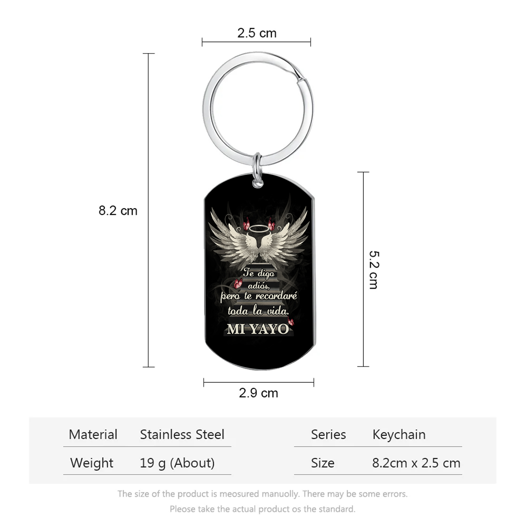 Llavero conmemorativo a un ser querido alas de ángel texto personalizado | Jessemade