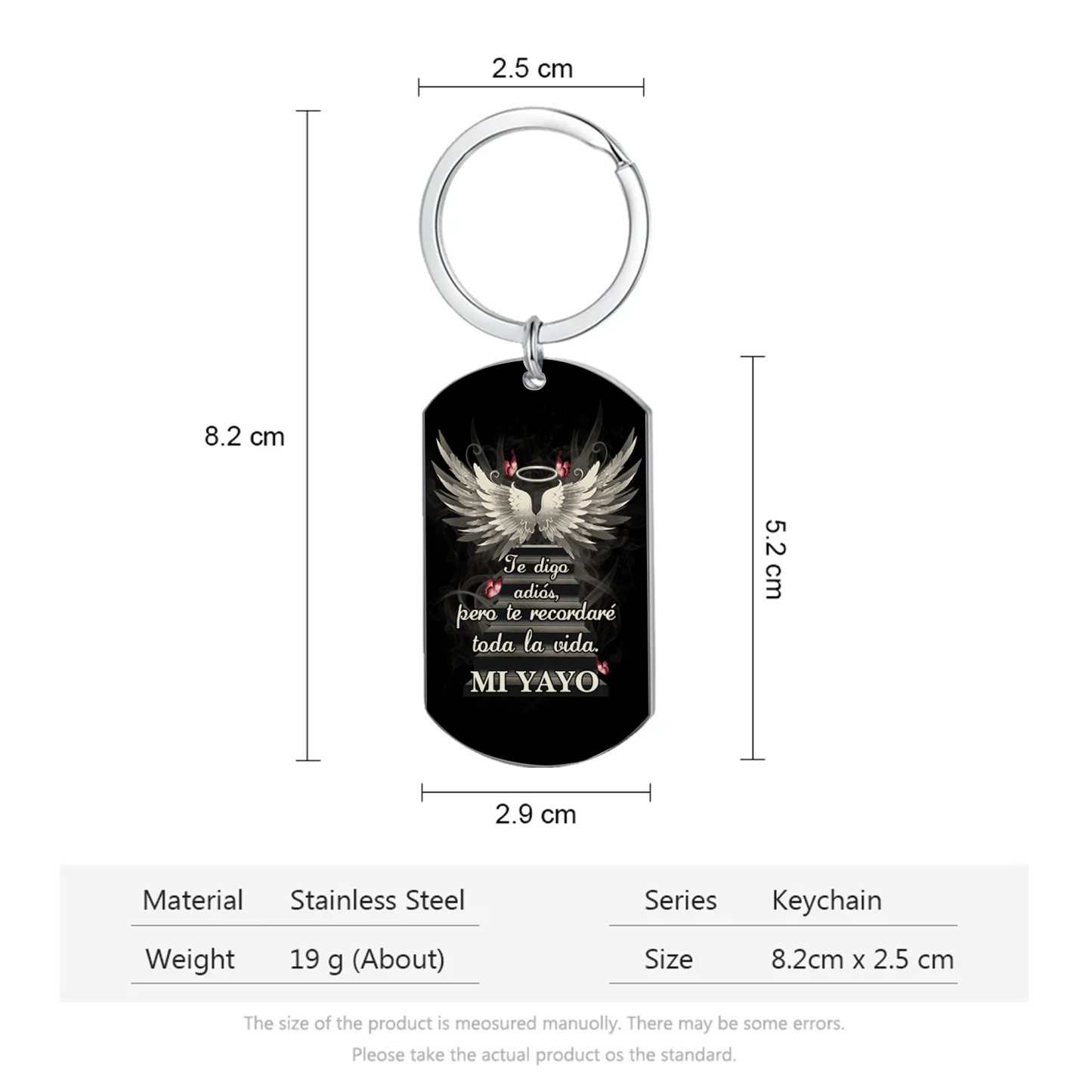 Llavero conmemorativo a un ser querido alas de ángel texto personalizado | Jessemade