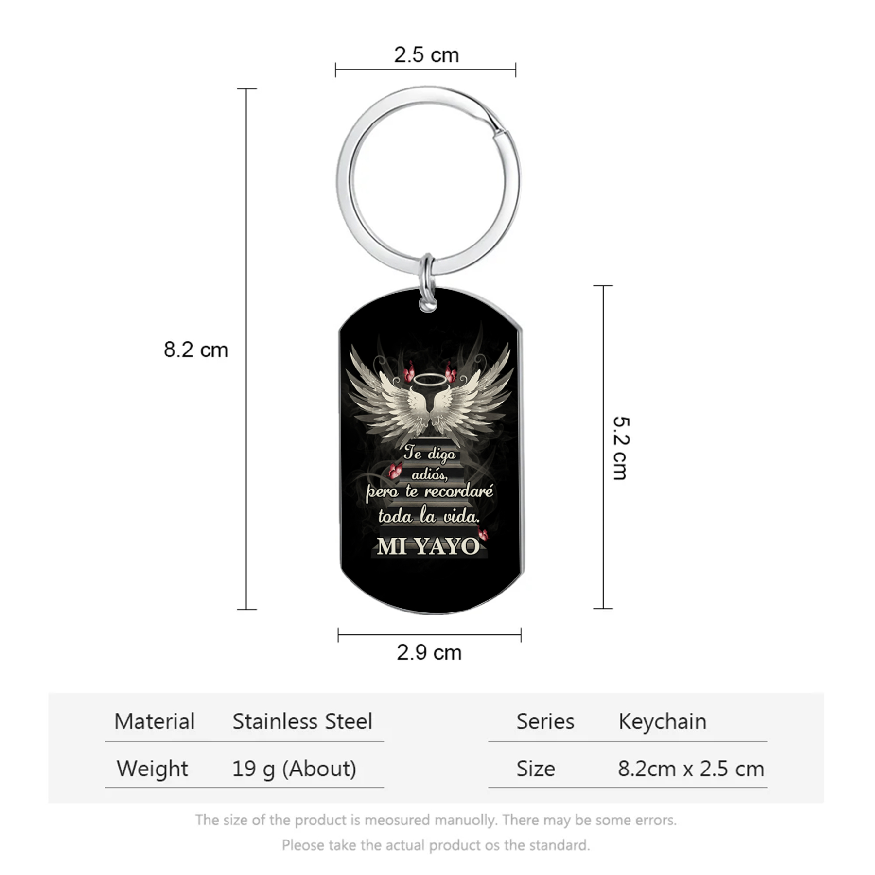 Llavero conmemorativo a un ser querido alas de ángel texto personalizado | Jessemade