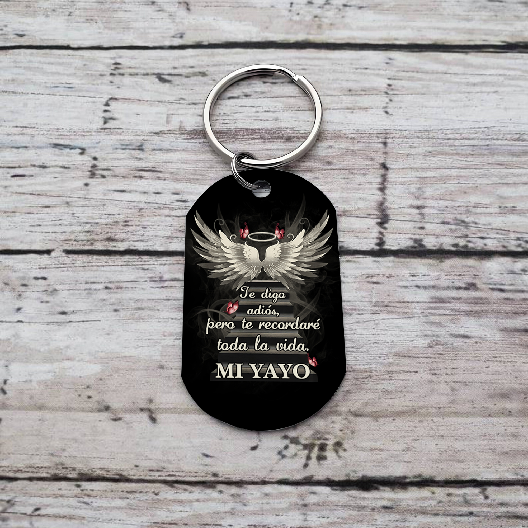 Llavero conmemorativo a un ser querido alas de ángel texto personalizado | Jessemade