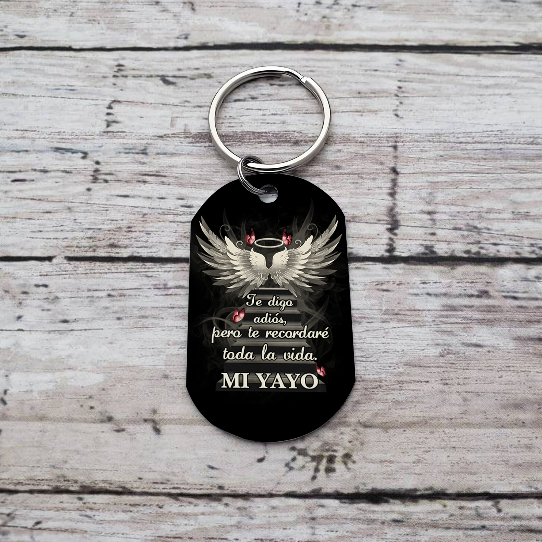 Llavero conmemorativo a un ser querido alas de ángel texto personalizado | Jessemade