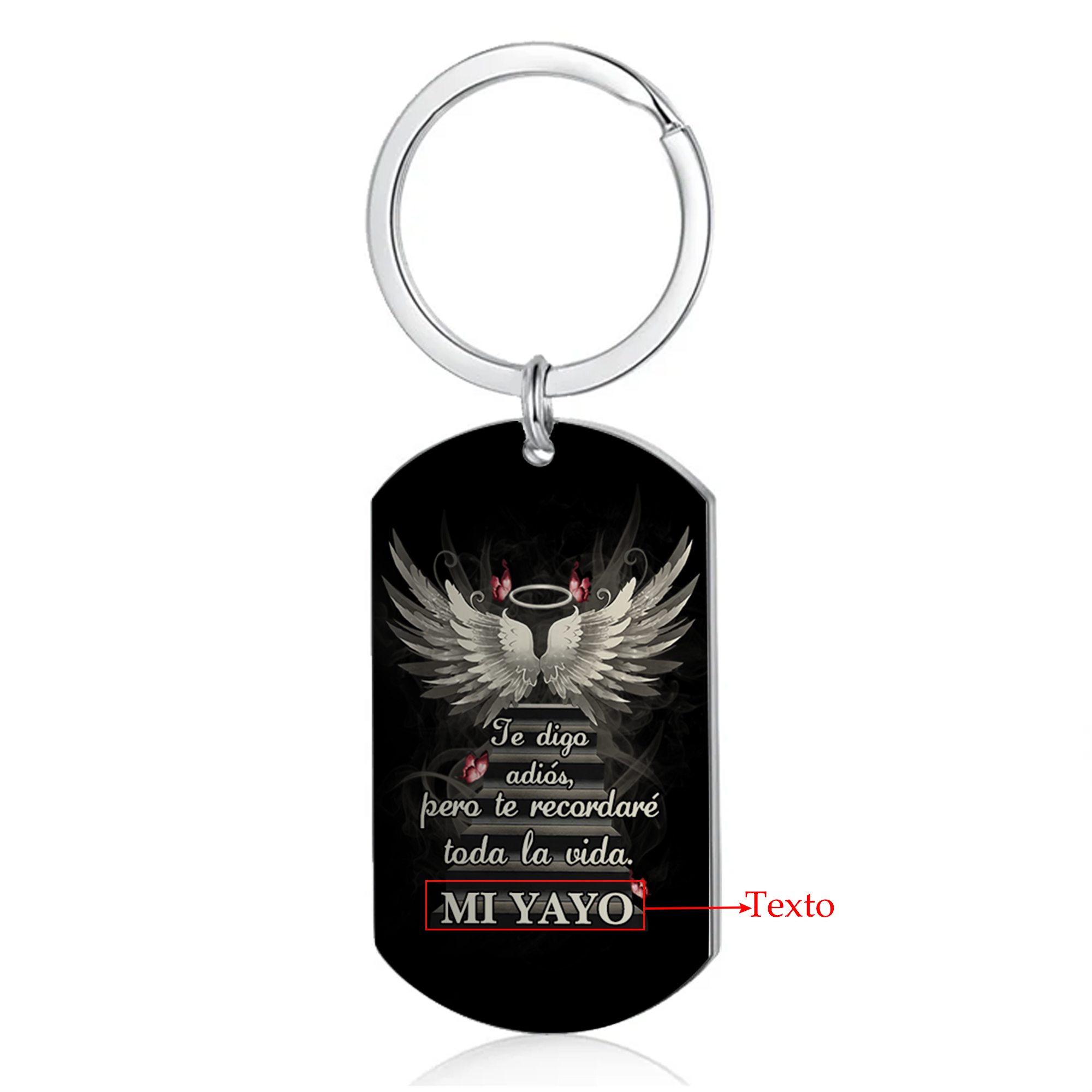 Llavero conmemorativo a un ser querido alas de ángel texto personalizado | Jessemade