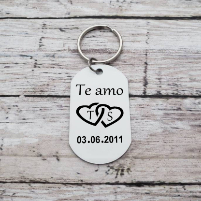Llavero para pareja corazón a corazón personalizado con foto, 2 letras, texto y fecha | Jessemade