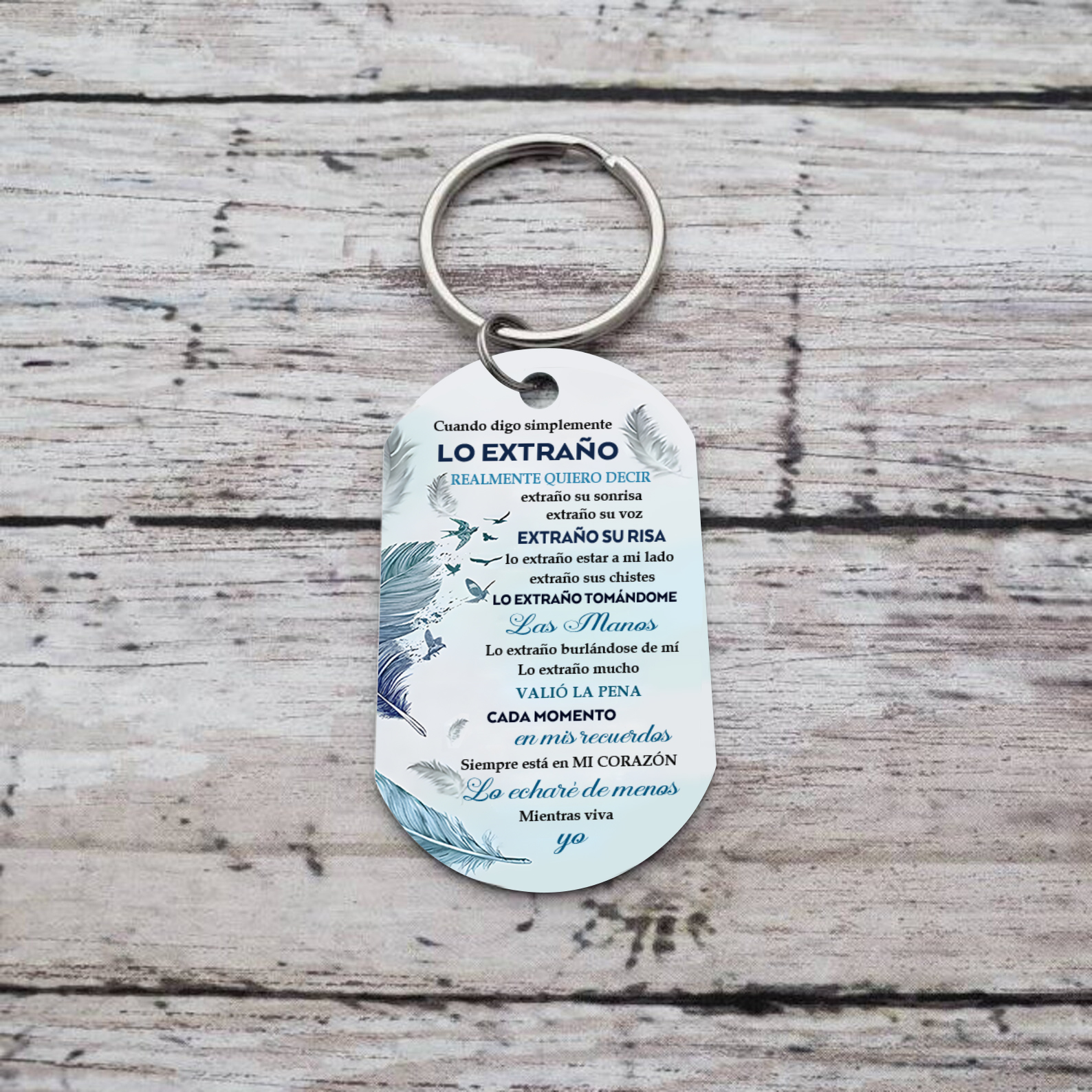 Llavero conmemorativo con plumas nombre y foto personalizados | Jessemade