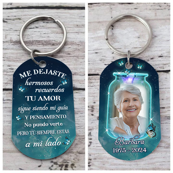 Llavero conmemorativo con mariposas nombre, años y foto personalizados | Jessemade