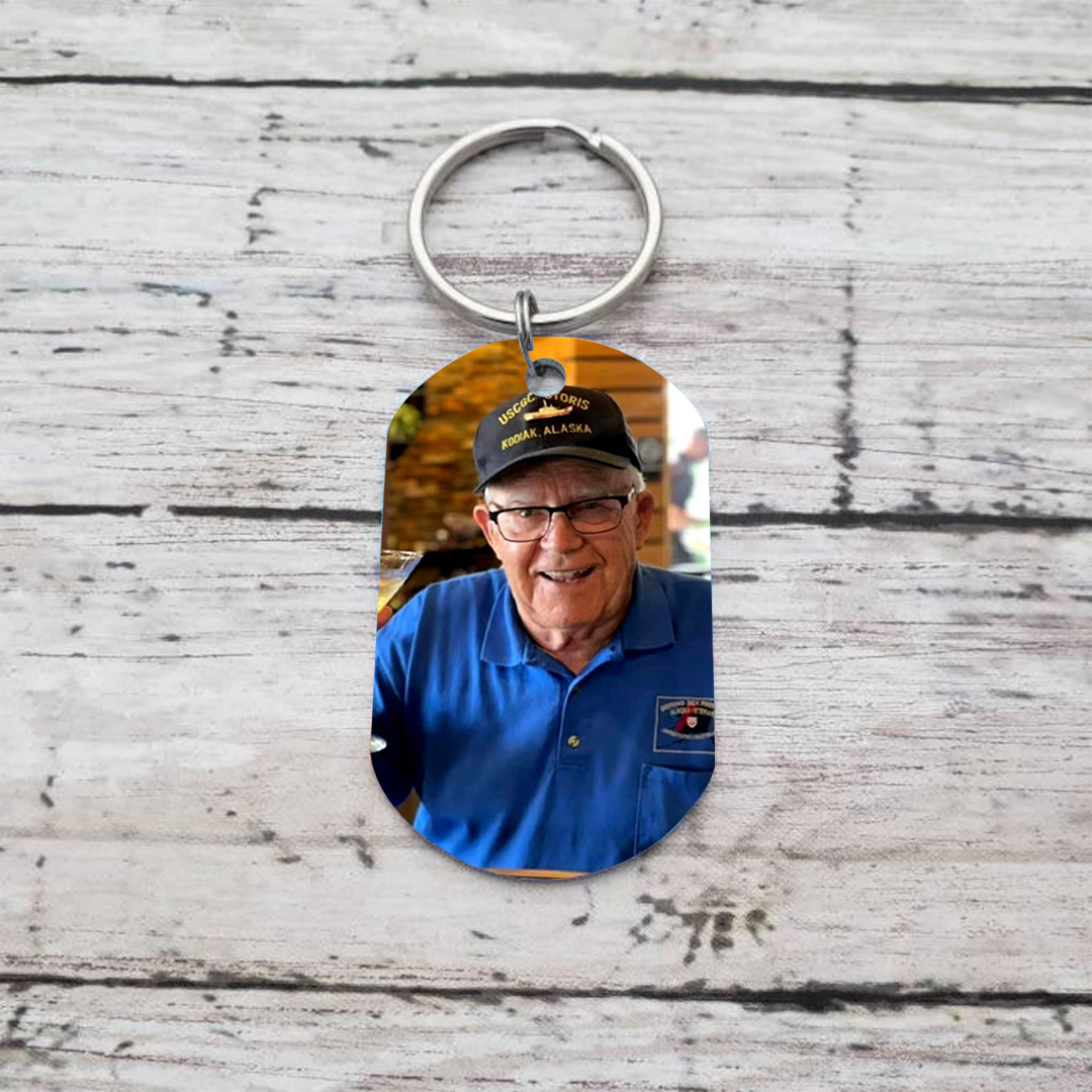 Llavero conmemorativo con alas y halo nombre, años y foto personalizados | Jessemade