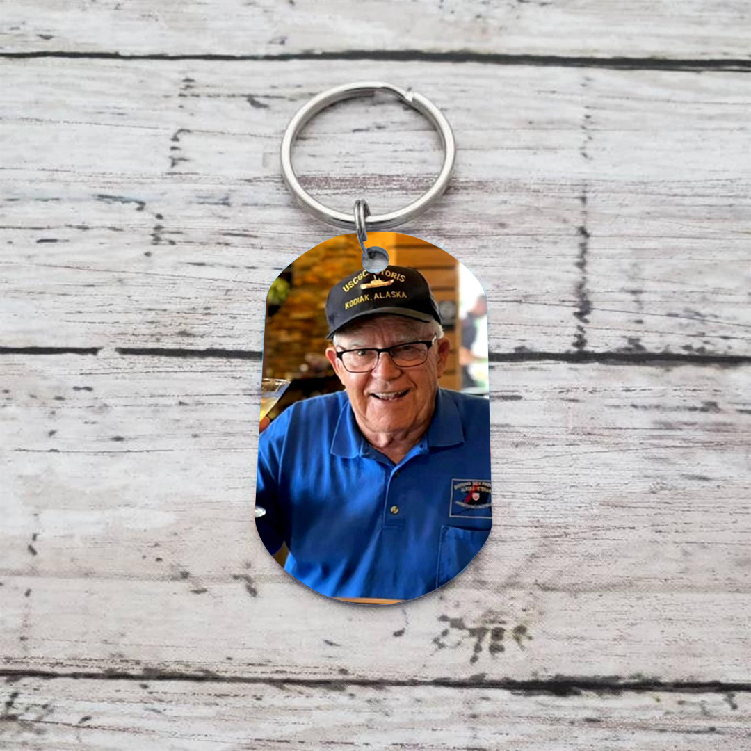 Llavero conmemorativo con alas y halo nombre, años y foto personalizados | Jessemade