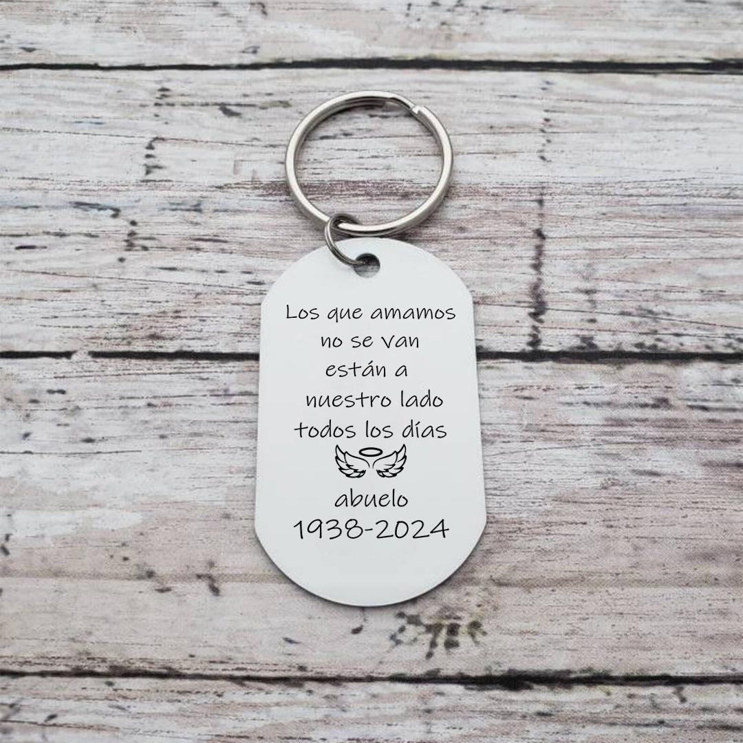 Llavero conmemorativo con alas y halo nombre, años y foto personalizados | Jessemade