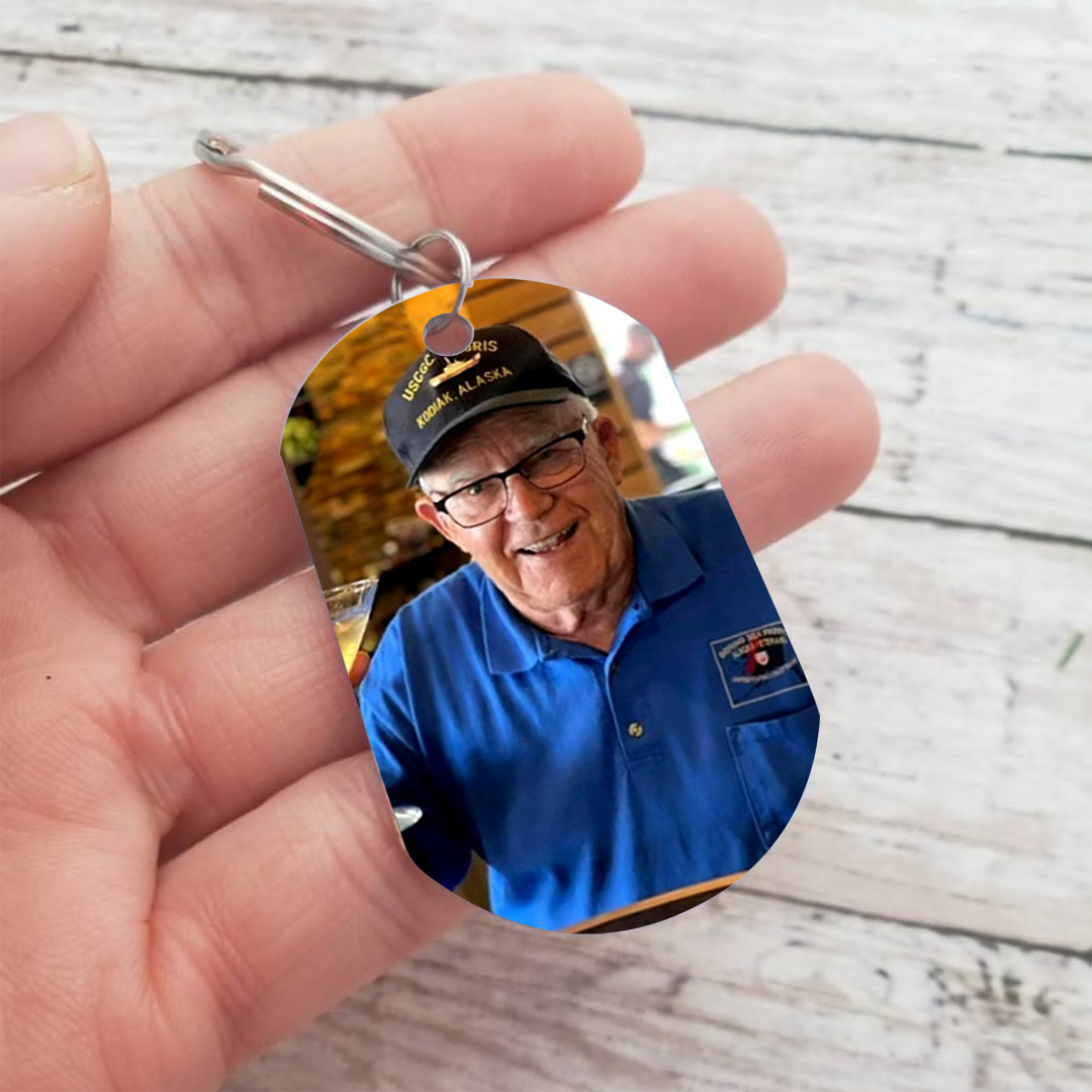 Llavero conmemorativo con alas y halo nombre, años y foto personalizados | Jessemade