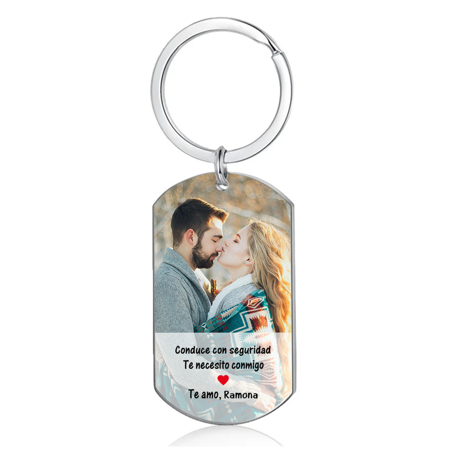 Llavero para pareja "Conduce con seguridad" personalizado con foto y nombre | Jessemade