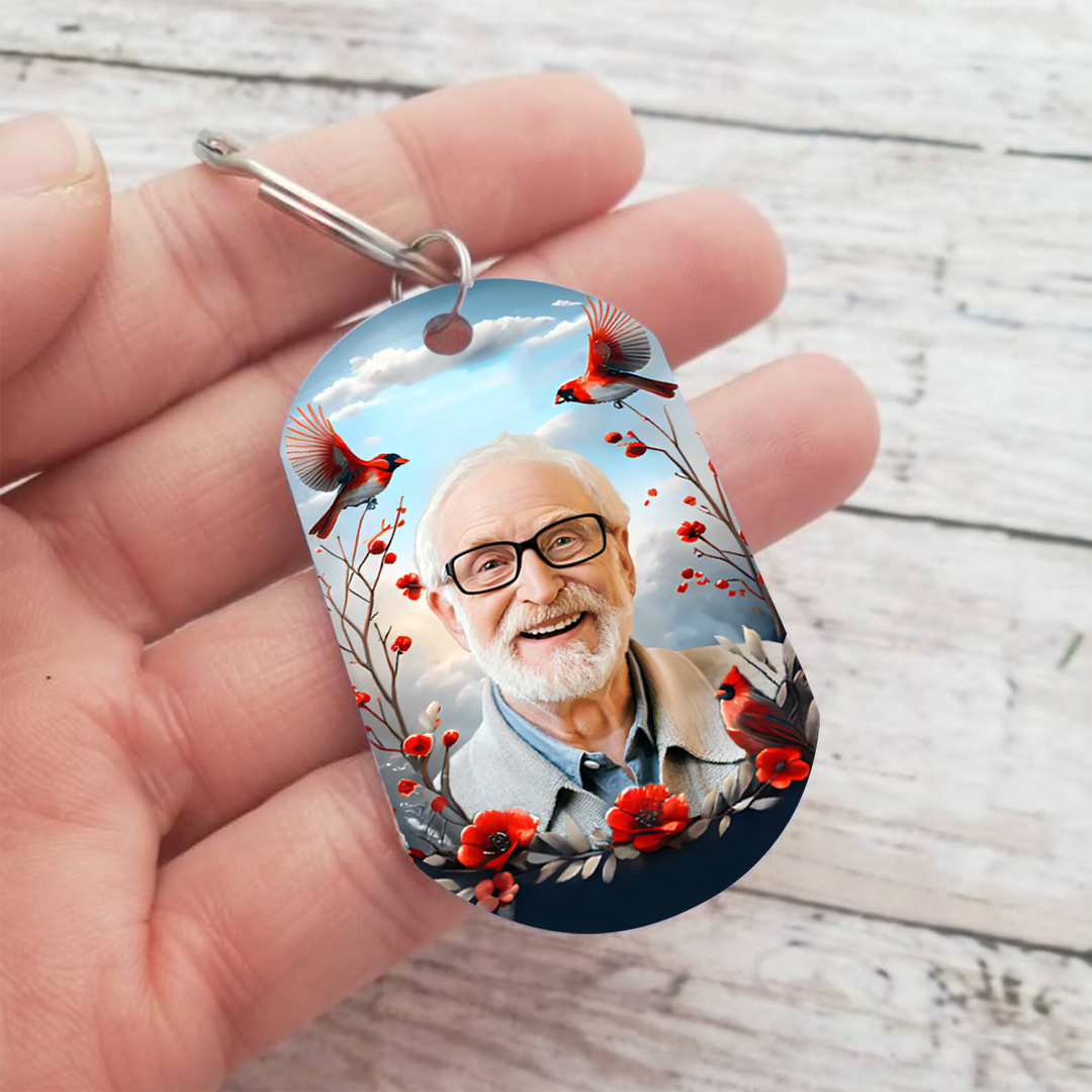 Llavero conmemorativo con cardenal y flor foto personalizada | Jessemade