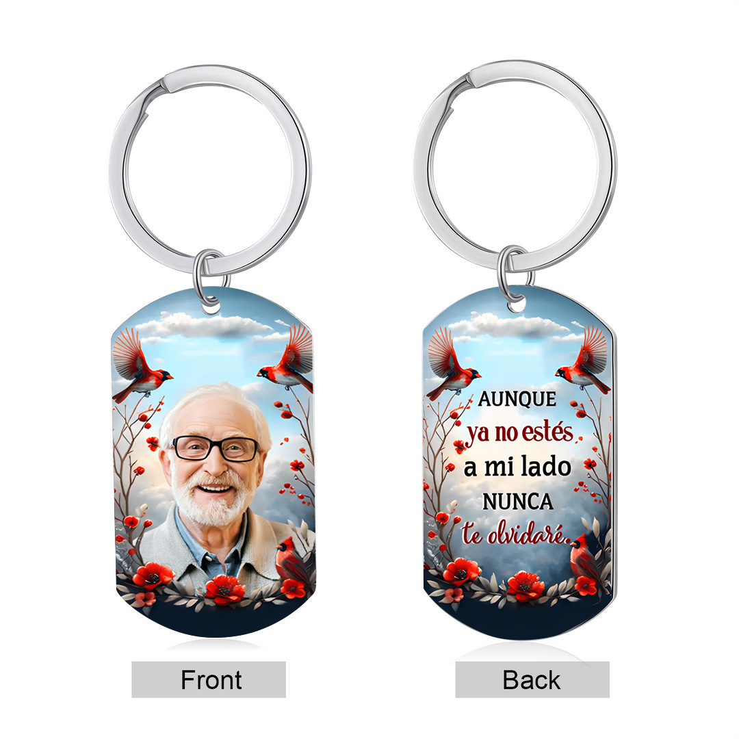 Llavero conmemorativo con cardenal y flor foto personalizada | Jessemade