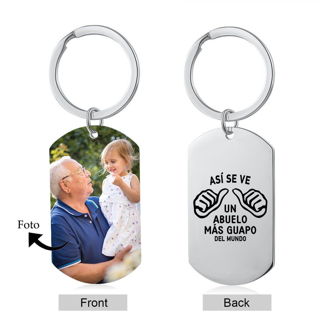 A mi abuelo-Llavero GUAPO ABUELO personalizado con 1 foto | Jessemade