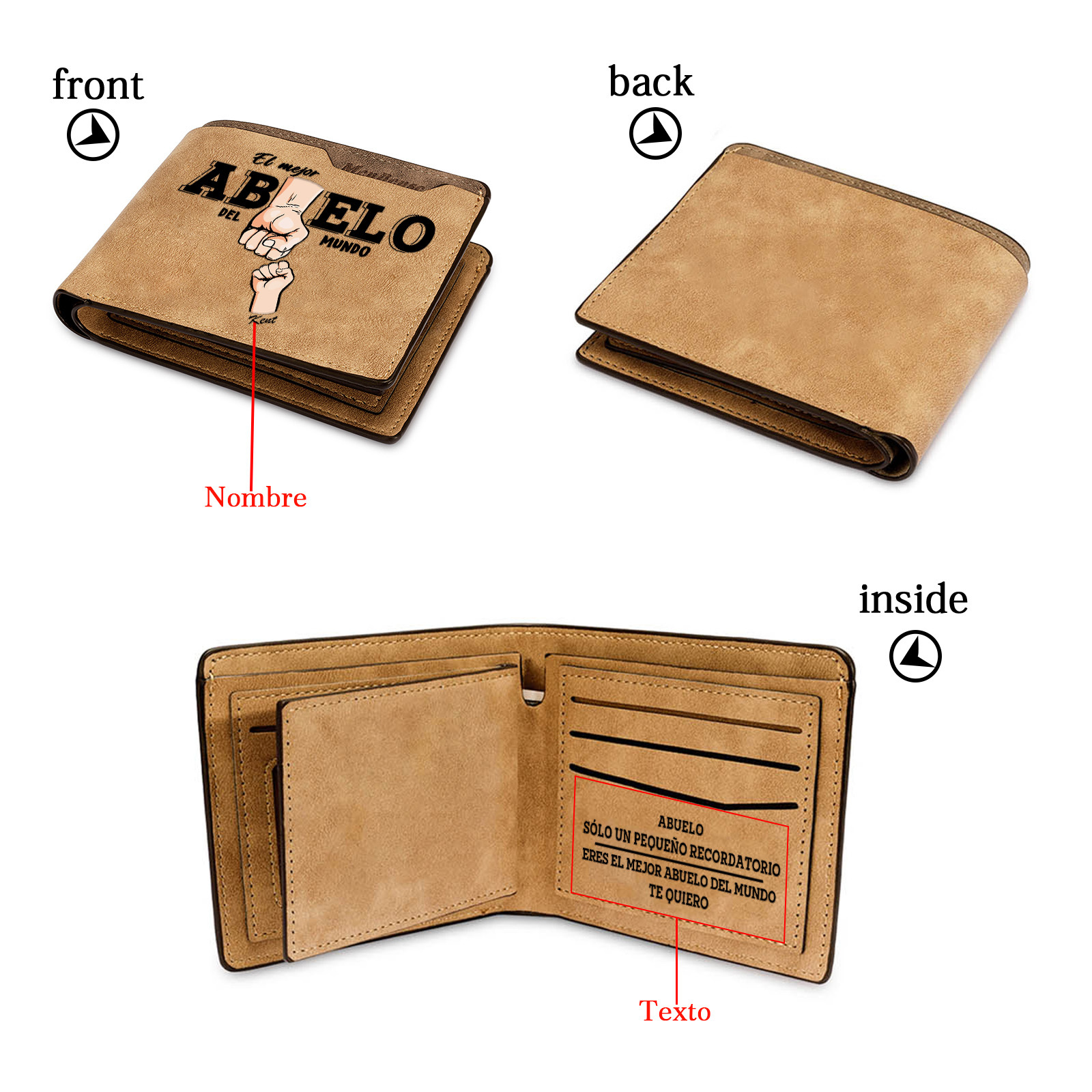 Cartera personalizada para abuelo regalo práctico y emotivo para padre y suegro | Jessemade