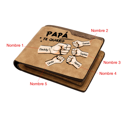 Cartera cuero PU para Papá - puños con 2-7 nombres