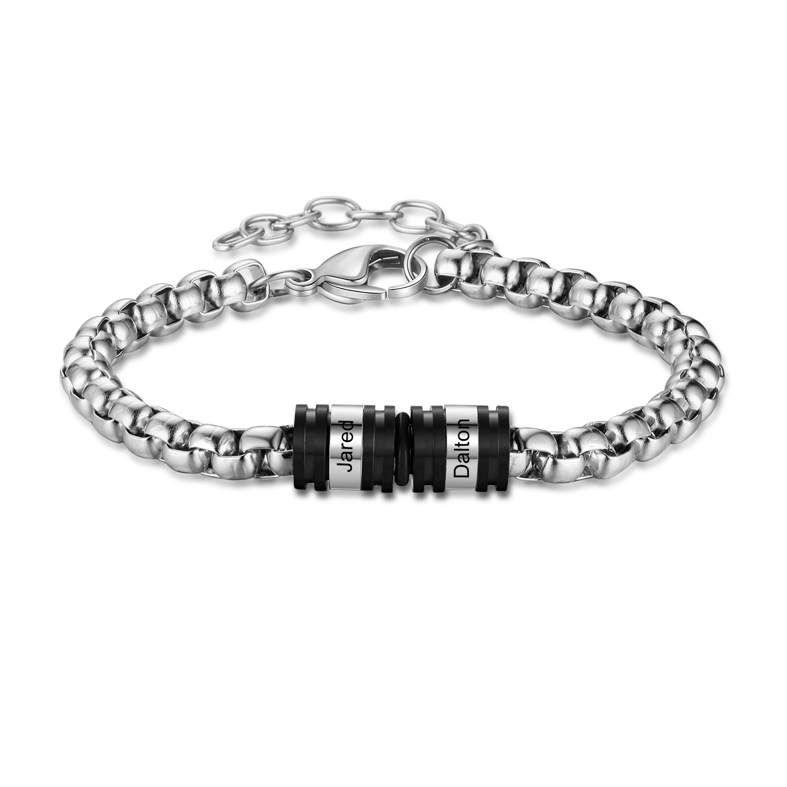 Pulsera negra personalizada con 2-5 nombres para hombre