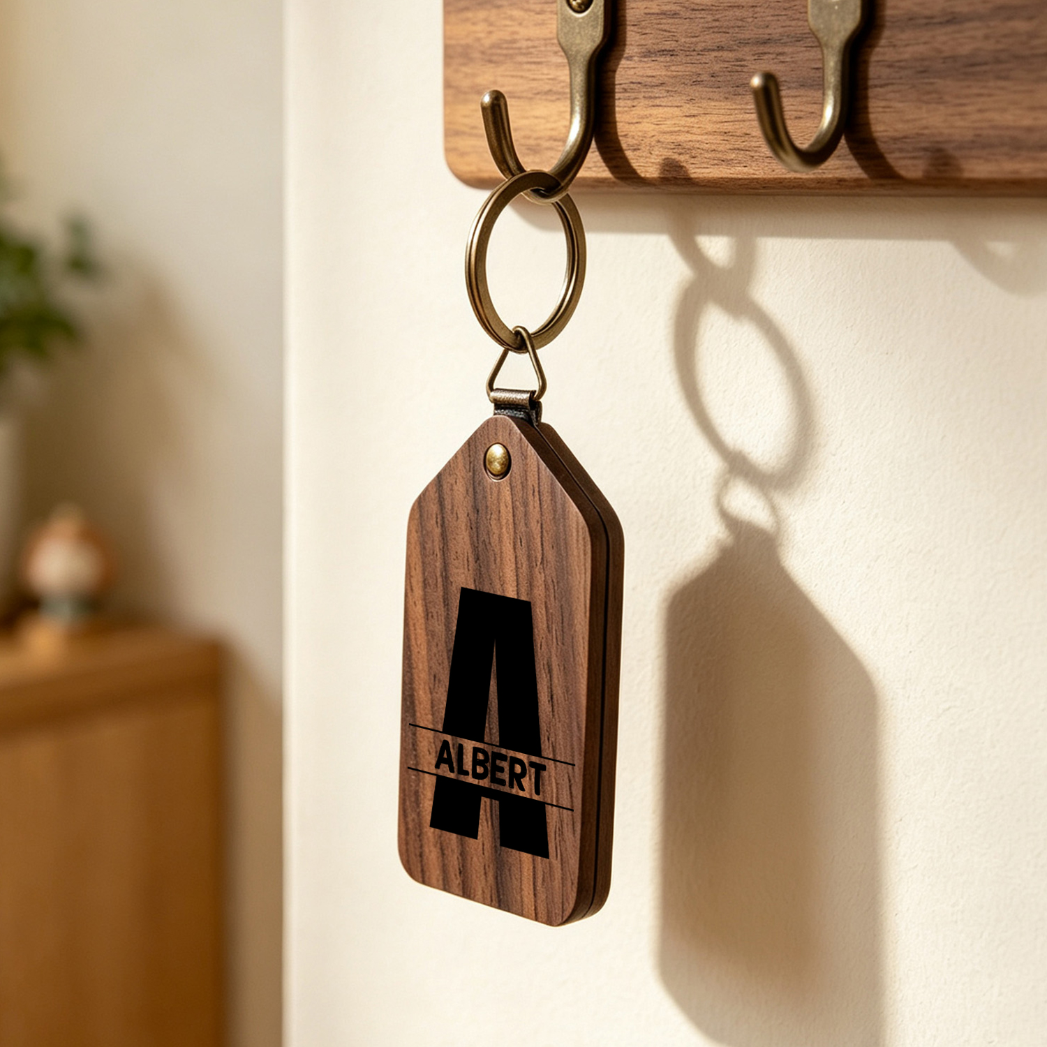 Llavero de madera personalizado con foto, de 2 a 9 nombres y puños para papá o marido