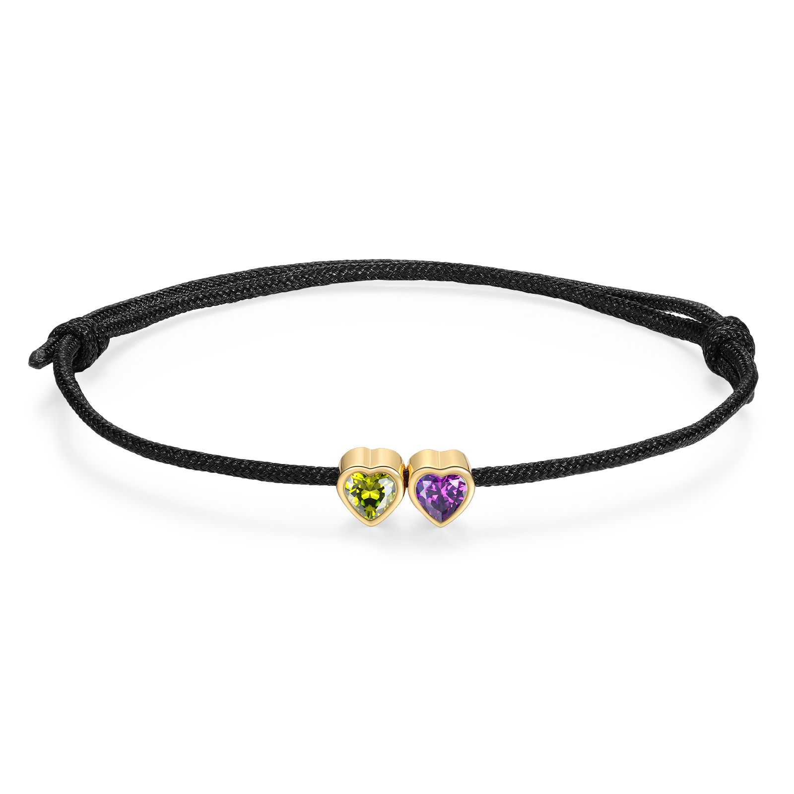 Pulsera de corazón con piedra de nacimiento personalizable, cordón ajustable, regalo para cumpleaños o aniversario para mamá, novia, esposa o hija | Jessemade