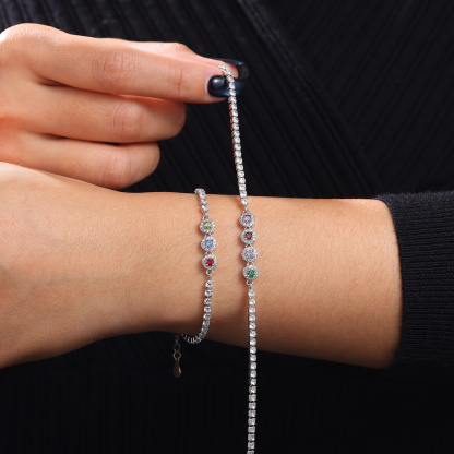 Pulsera tipo Tenis Personalizada con 2 a 5 Piedras de Nacimiento