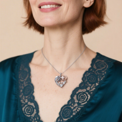 A mi mamá - Collar de corazón madre y niña cara a cara