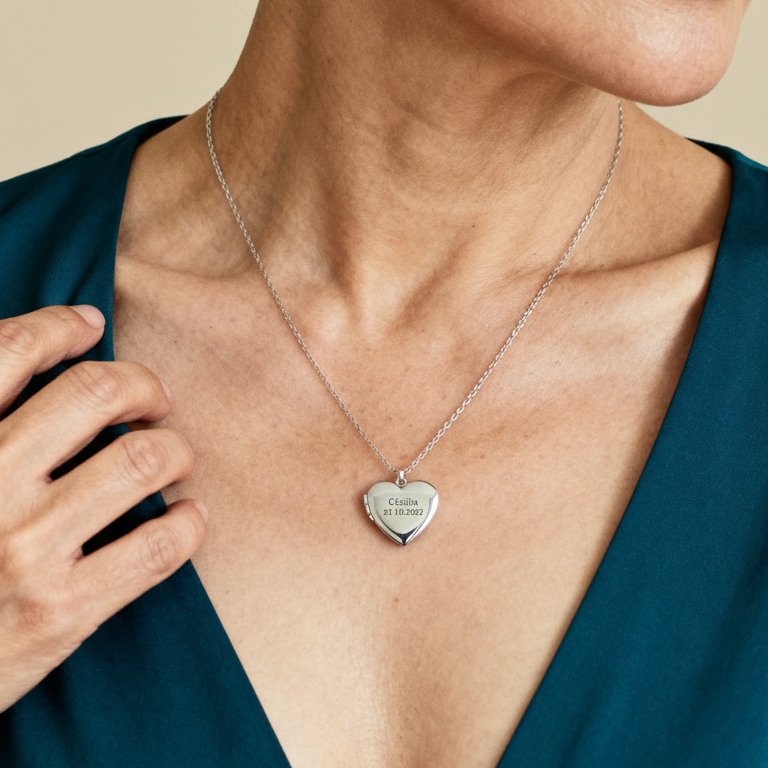 Collar para mujer personalizado con 2 fotos, 1 nombre y 1 fecha memoria en mi corazón