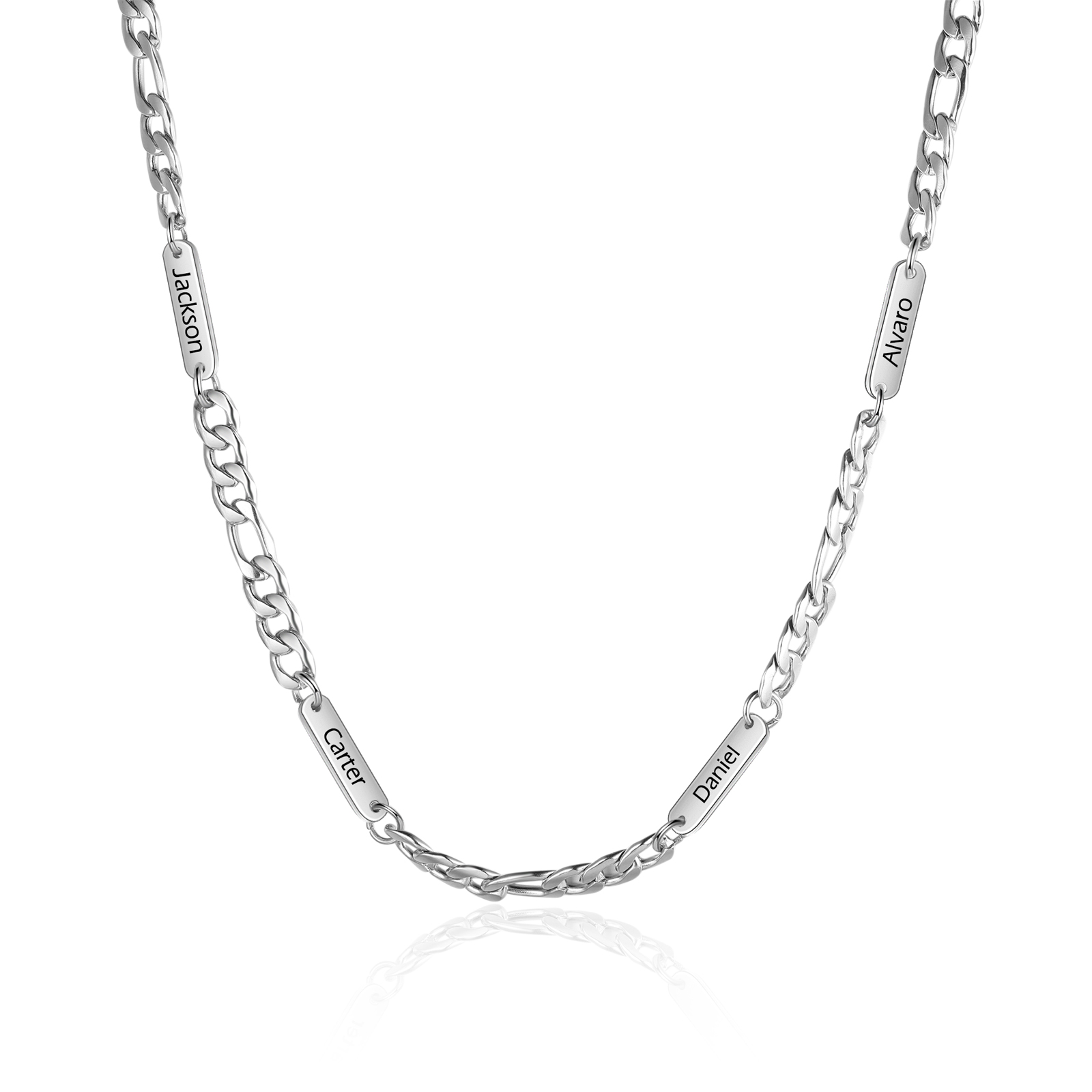 Collar de acero inoxidable personalizado con 1-5 nombres Collar para hombre