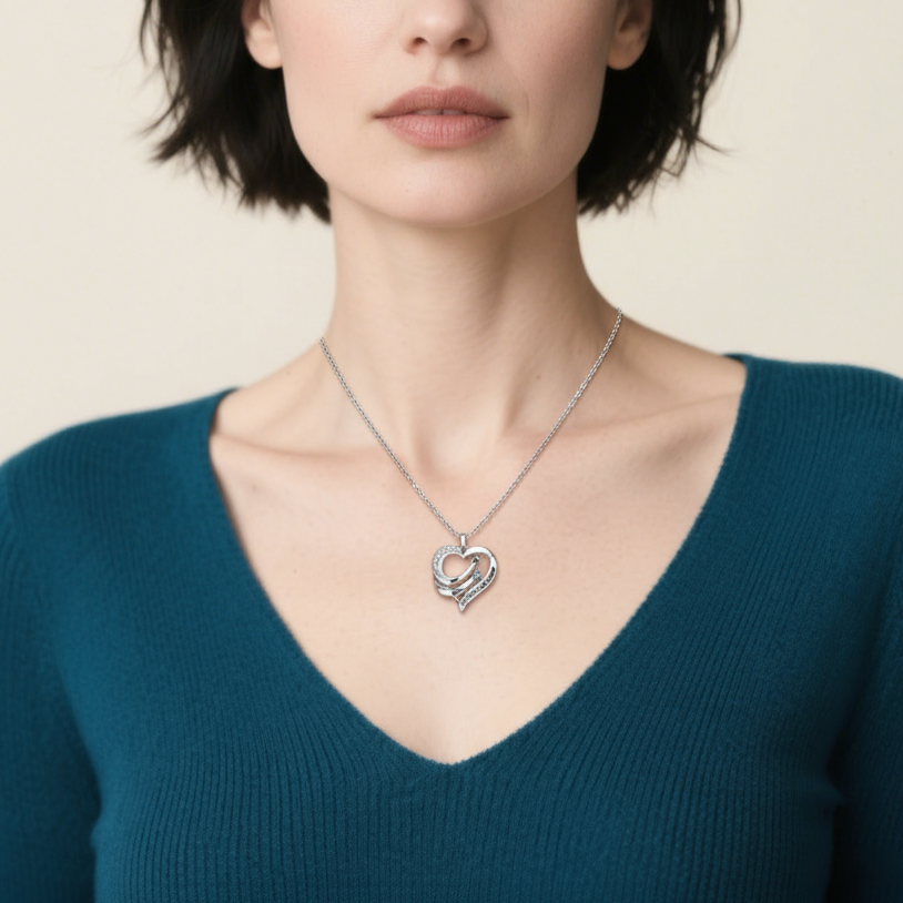 Collar de corazón y estrella con 3 piedras de nacimiento y 3 nombres con texto collar personalizado para mujer | Jessemade