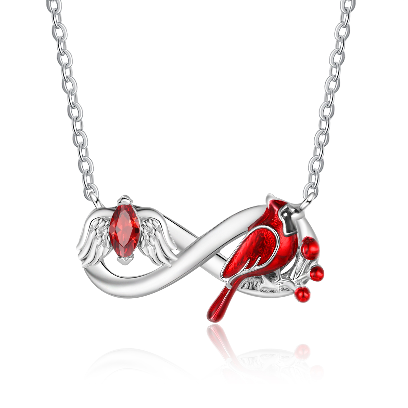 Collar Conmemorativo en Infinito con Pájaro con Nombre, Años y Piedra de Nacimiento Collar Personalizado | Jessemade