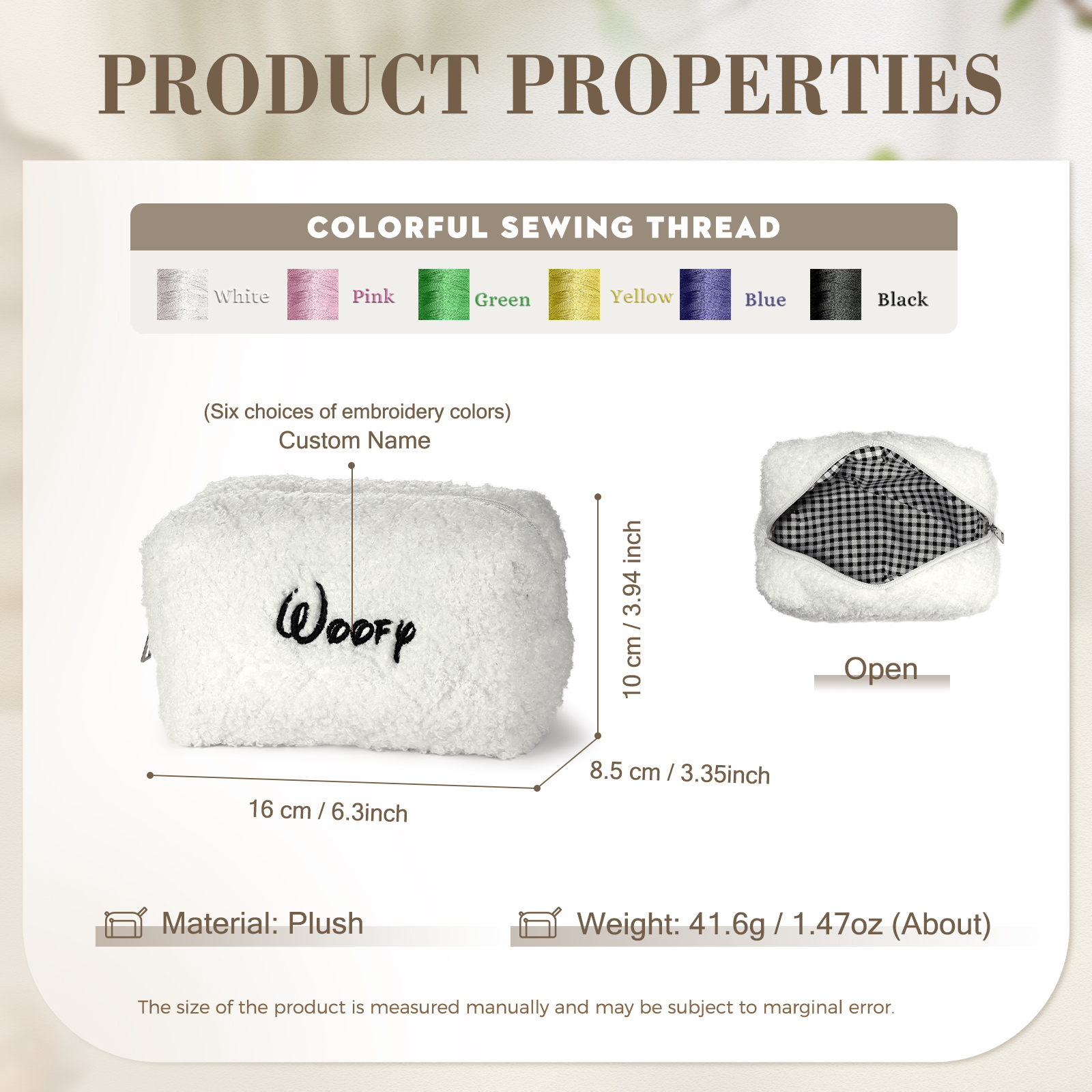 Bolso de cosméticos personalizado con 1 nombre bordado con estilo y funcionalidad | Jessemade