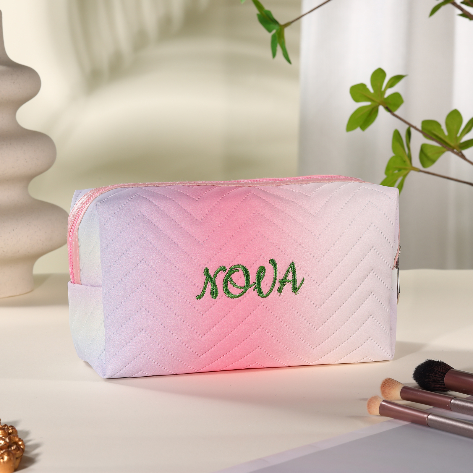 Bolso de cosméticos personalizado con 1 nombre bordado con estilo y fu