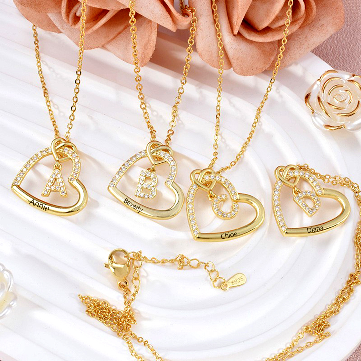 Collar de corazón con colgante de latra con 1 nombre collar personalizado para mujer | Jessemade