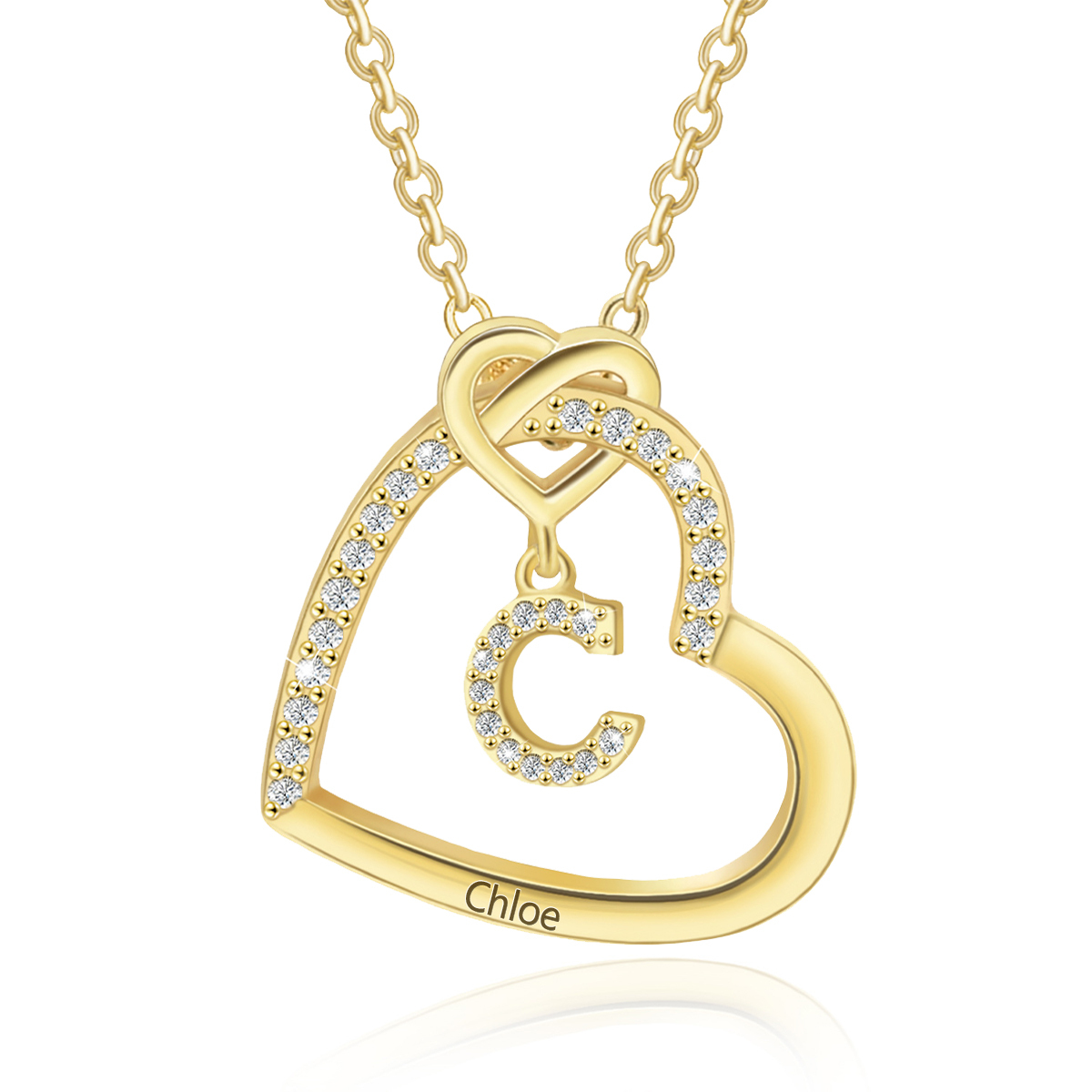 Collar de corazón con colgante de latra con 1 nombre collar personalizado para mujer | Jessemade