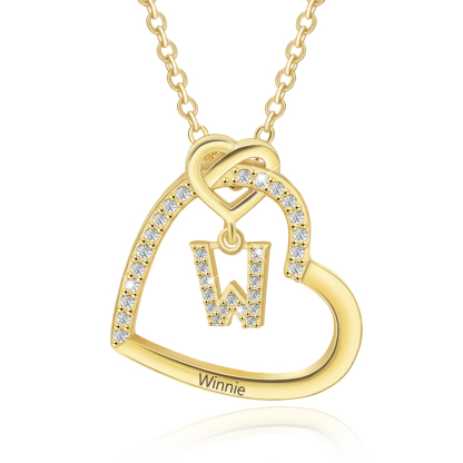 Collar de corazón con colgante de latra con 1 nombre collar personalizado para mujer | Jessemade